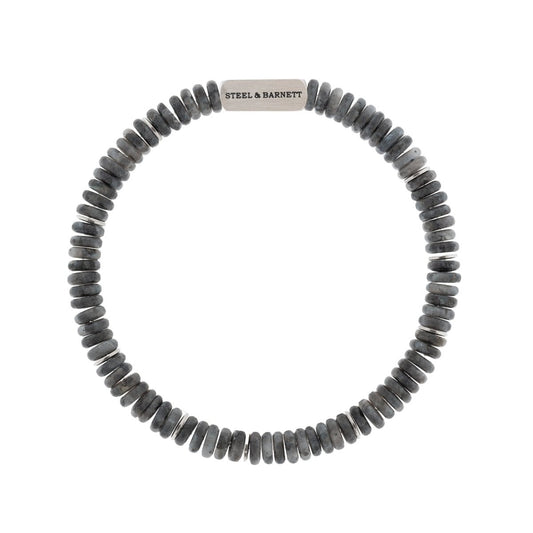 Two Tone Disc Gemstone Bracelet Matt Labradorite - STEEL & BARNETT