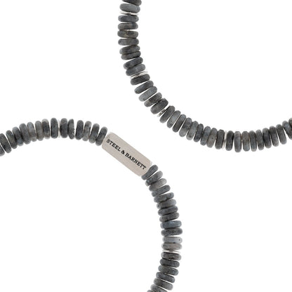 Two Tone Disc Gemstone Bracelet Matt Labradorite - STEEL & BARNETT