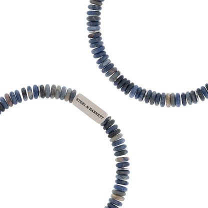 Two Tone Disc Gemstone Bracelet Matt Sodalite - STEEL & BARNETT