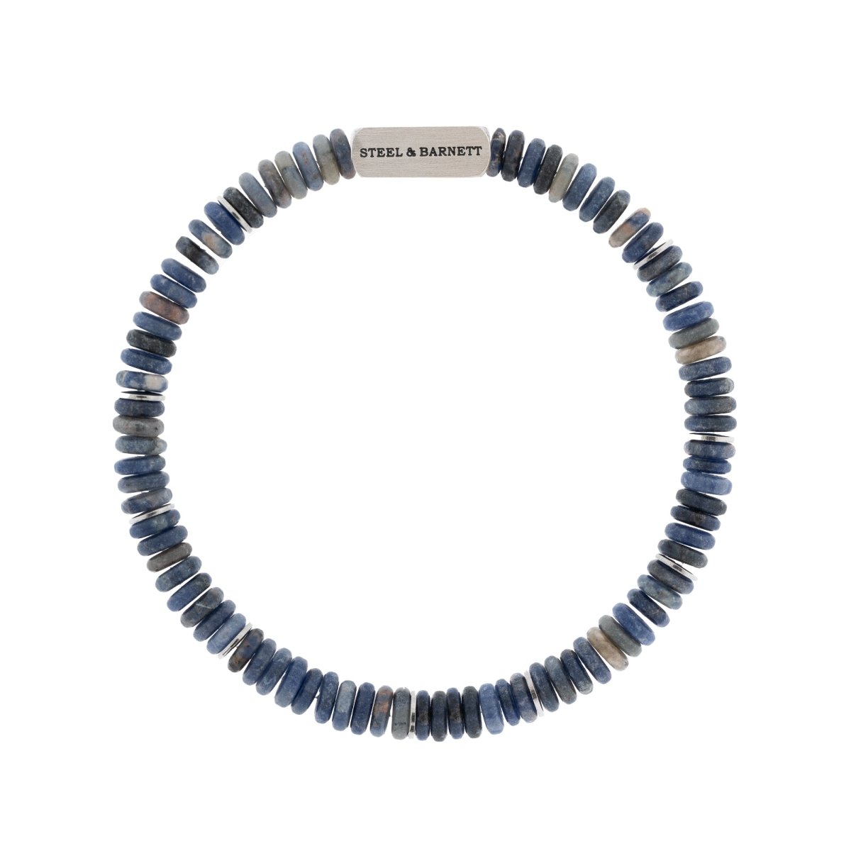 Two Tone Matte Sodalite Gemstone Stretch Disc Bracelet