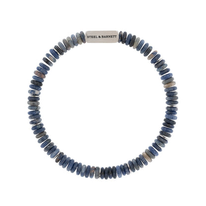 Two Tone Disc Gemstone Bracelet Matt Sodalite - STEEL & BARNETT
