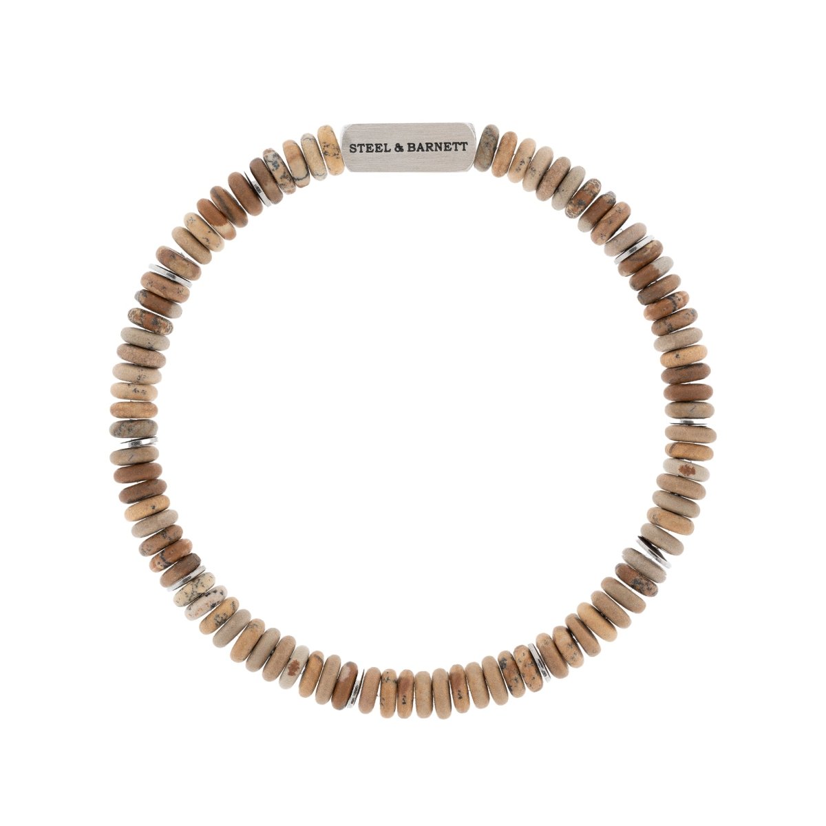 Two Tone Disc Gemstone Bracelet Picture Jasper - STEEL & BARNETT