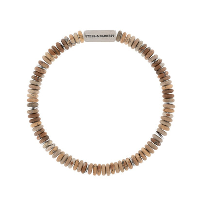 Two Tone Disc Gemstone Bracelet Picture Jasper - STEEL & BARNETT
