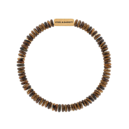 Two Tone Disc Gemstone Bracelet Tiger Eye/18K Gold - STEEL & BARNETT