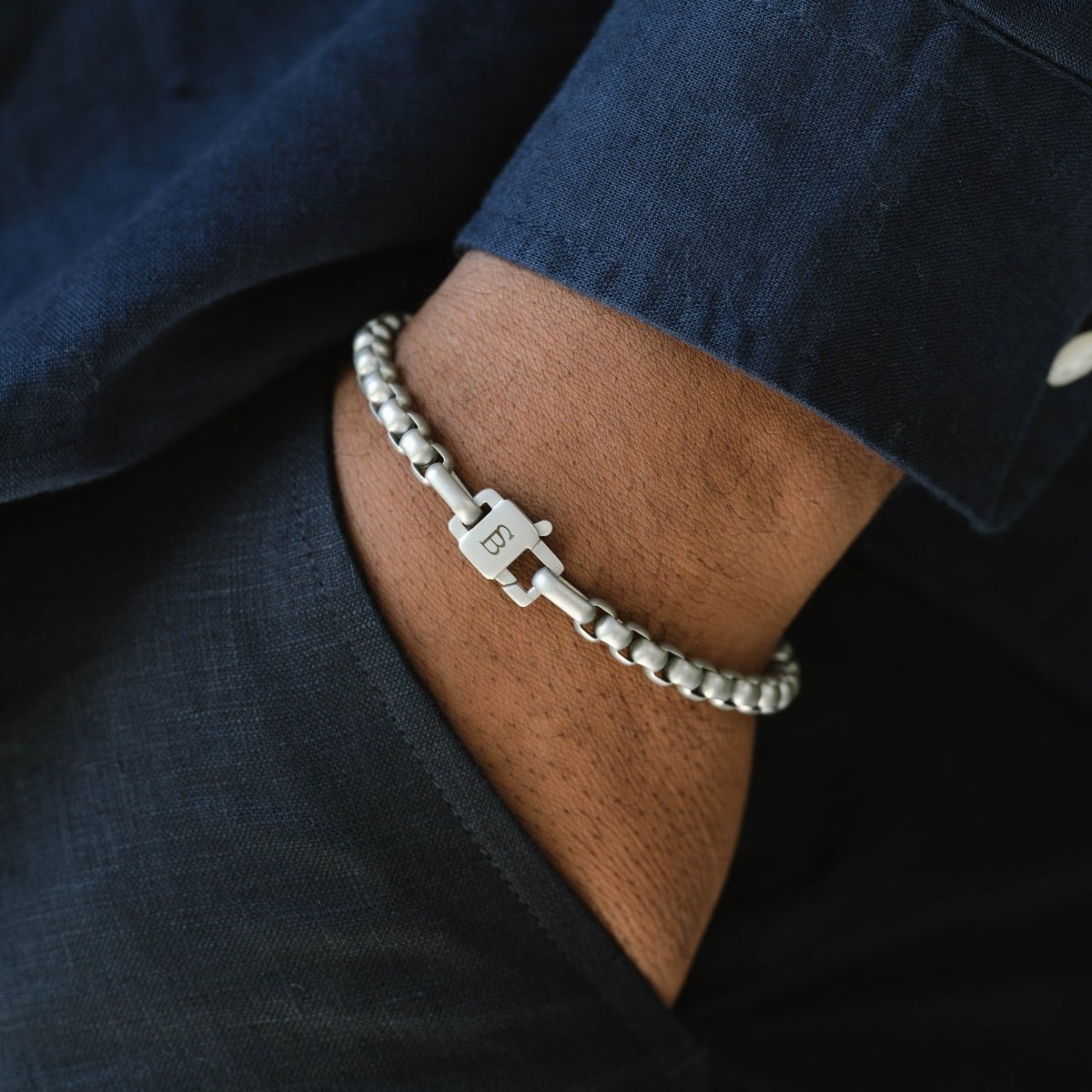 Urban Edge 5mm Box Chain Bracelet Silver - STEEL & BARNETT