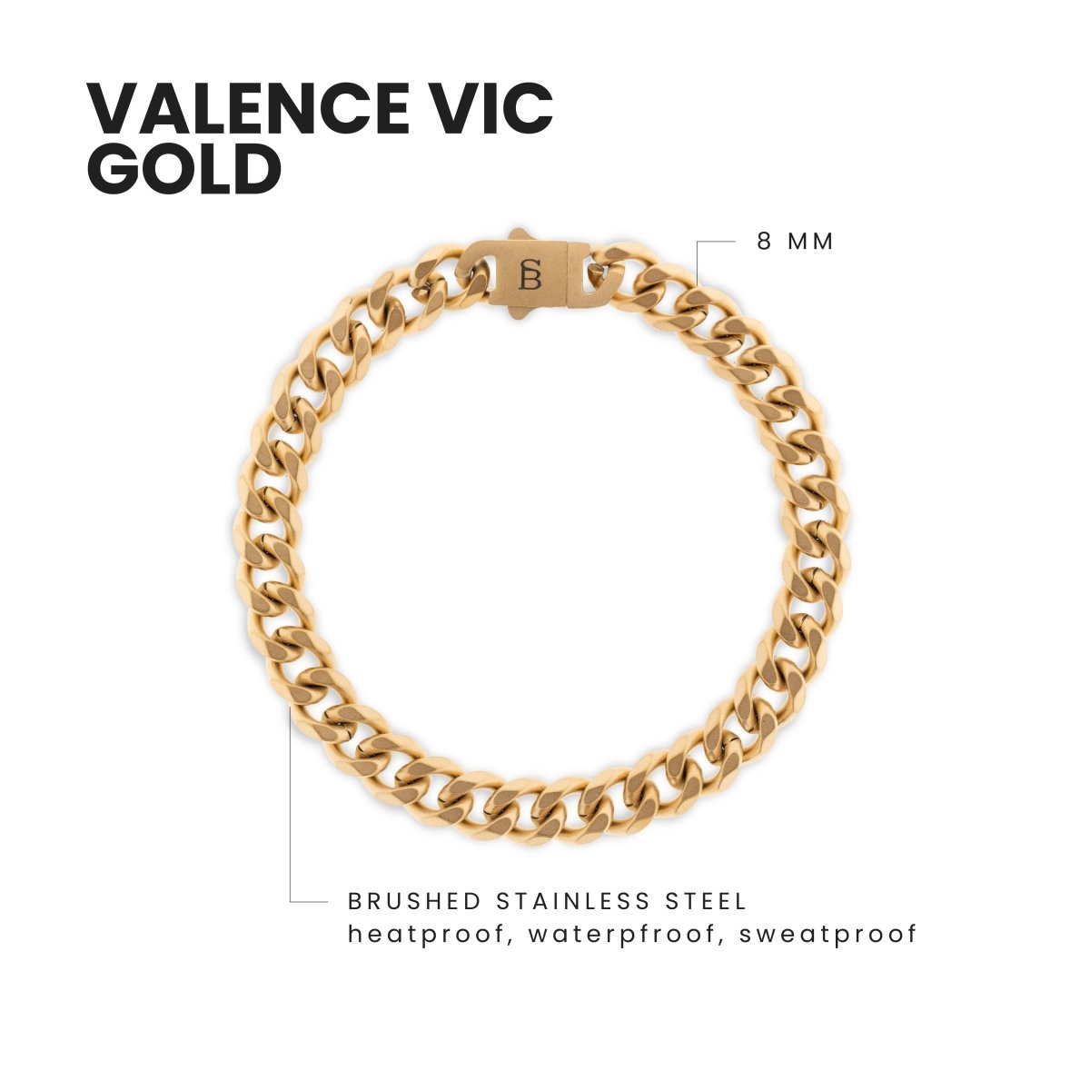 Valence Vic 8mm Chain Bracelet 18K Gold - STEEL & BARNETT