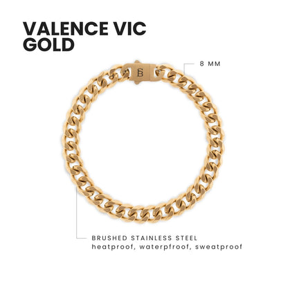 Valence Vic 8mm Chain Bracelet 18K Gold - STEEL & BARNETT
