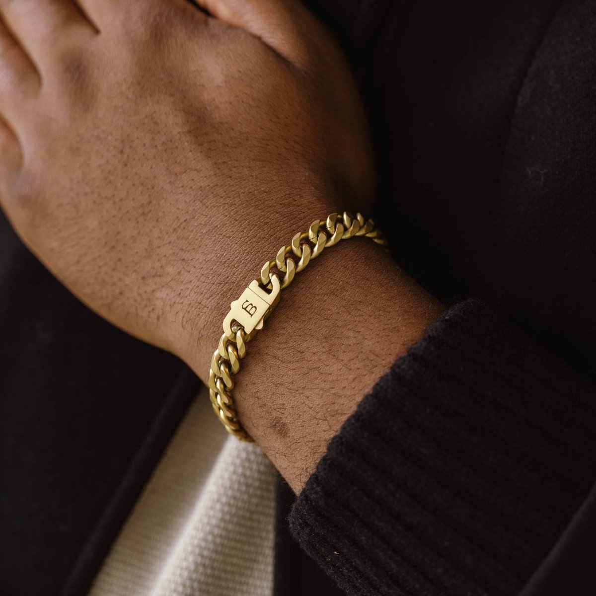 18k plated gold stainless steel cuban link bracelet for men